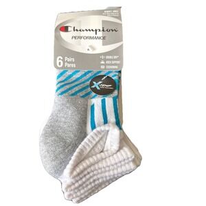 Champion Women's Ankle Socks 6 Pair Performance X-Temp Pink Blue Gray Size 5-9